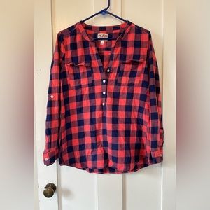 Plaid Checkered Long-sleeve Top